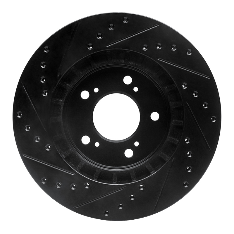 Acura NSX Brake Rotor (1) - Front Right - R1 Concepts - Drilled & Slotted - Black - `97-`05